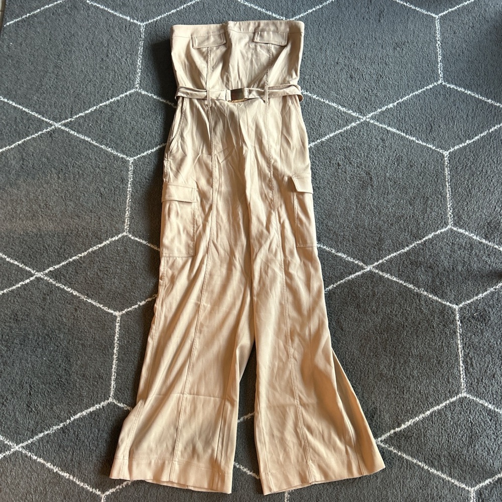 Chic Beige Jumpsuit with Belt
